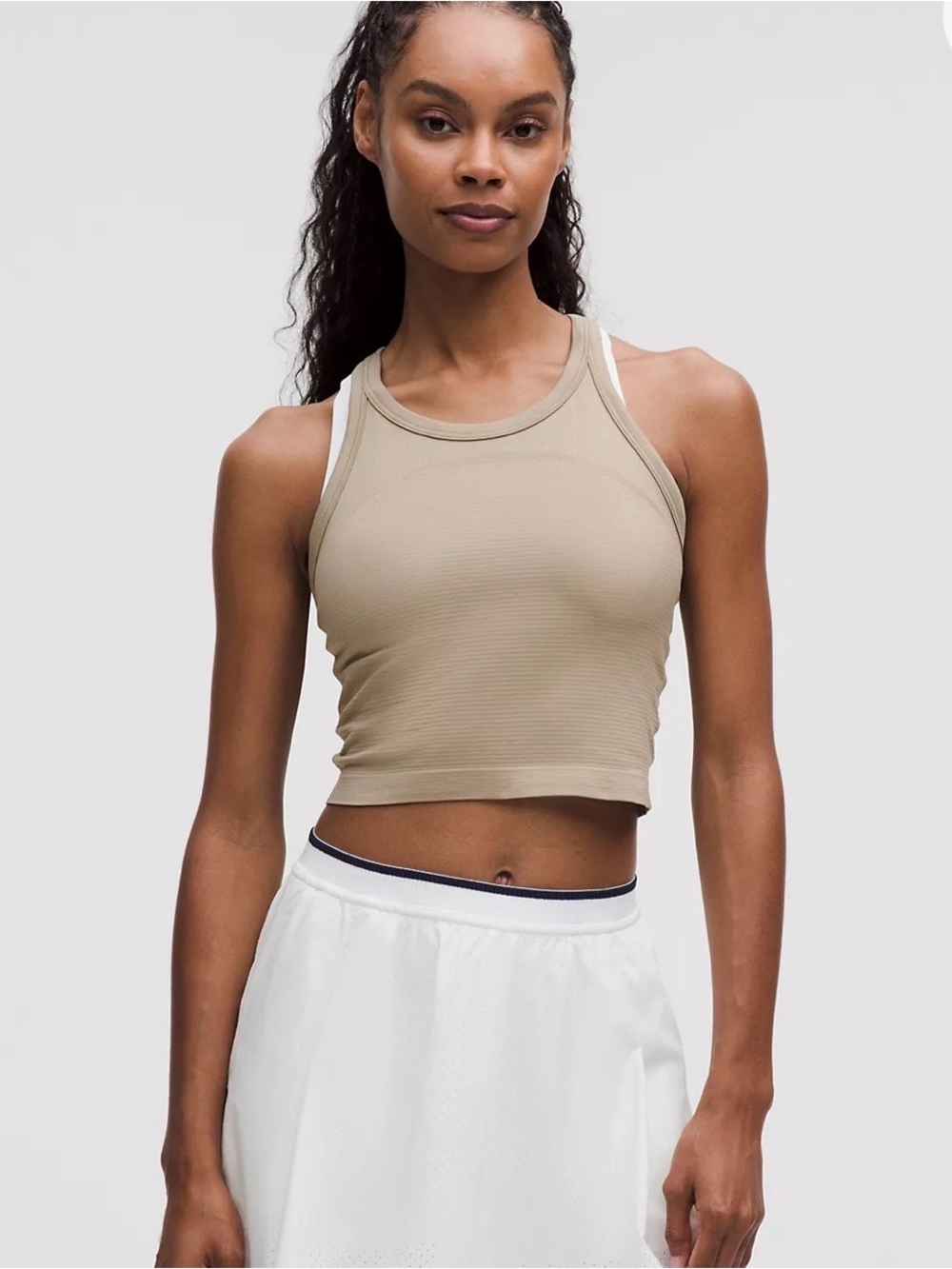 Lululemon sheer oak swiftly tech cropped racer back tank 2.0